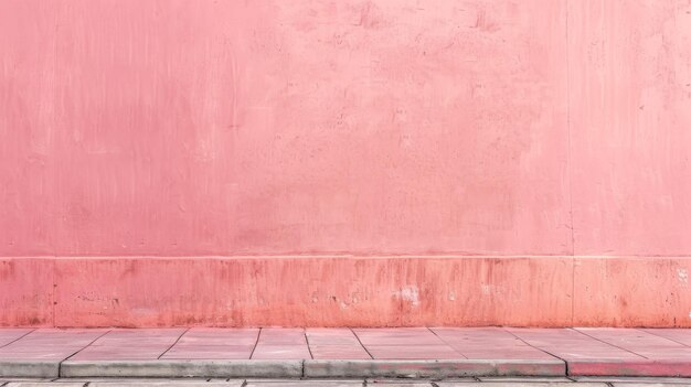 Photo textured pink wall above grey tiled sidewalk urban minimalism