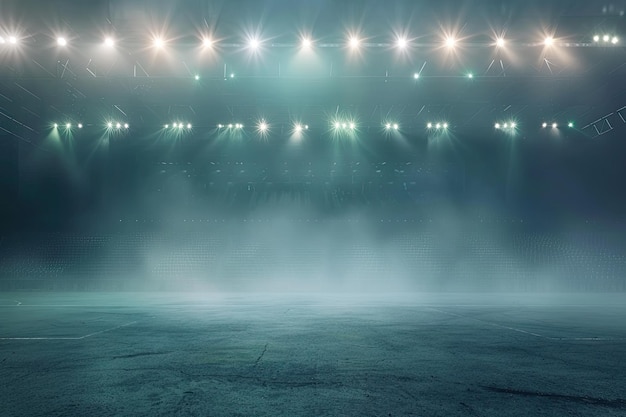 Photo textured soccer field with spotlights ready for championship action