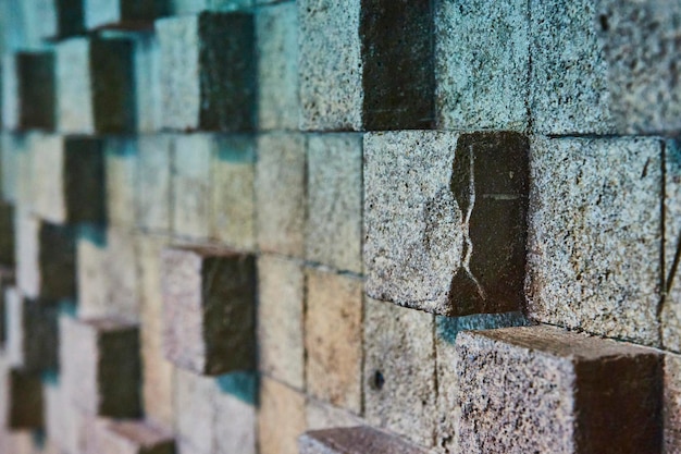 Textured Stone Wall Detail in Monochromatic Gray