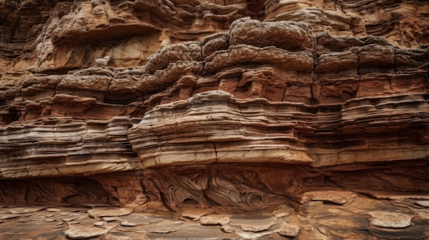 Textured surface of a sandstone cliff AI generated