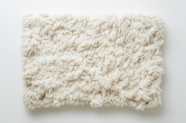 Photo textured white shag rug placed on a minimalist floor capturing cozy home ambiance and warmth