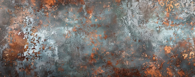 A textured zinc background with weathered patina effects adding depth and character to the design