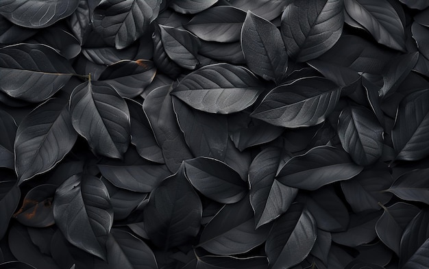 Photo textures of abstract black leaves for tropical leaf background