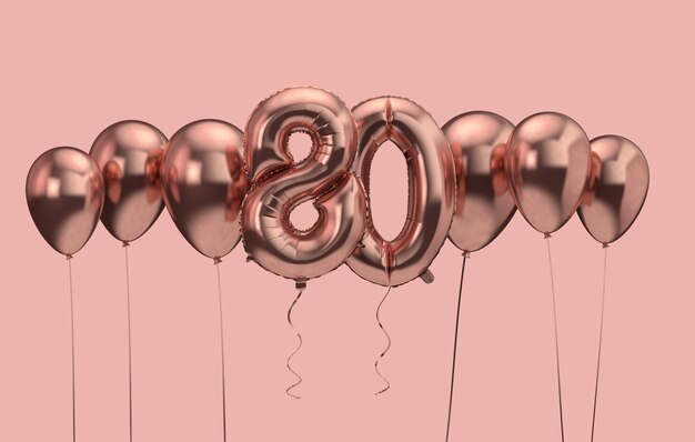 Th birthday pink balloon background happy birthday d rendering