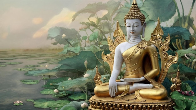 Thai buddha sitting and meditating