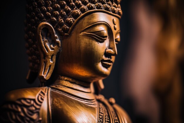 A thai buddha statue sits and meditating at buddhist temple Ancient thailand buddha face Vesak day