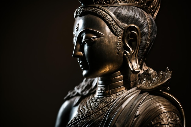 A thai buddha statue sits and meditating at buddhist temple Ancient thailand buddha face Vesak day