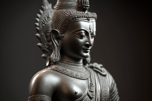 A thai buddha statue sits and meditating at buddhist temple Ancient thailand buddha face Vesak day