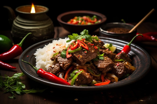 Thai Coconut Beef thai Food Photography