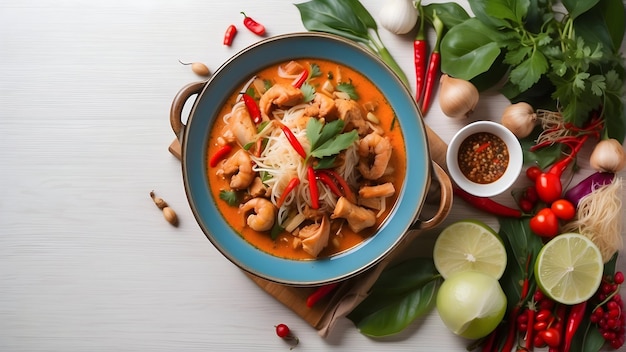 Thai Cuisine wallpaper with copy space Authentic Thai food visuals Thai culinary and cuisine backd