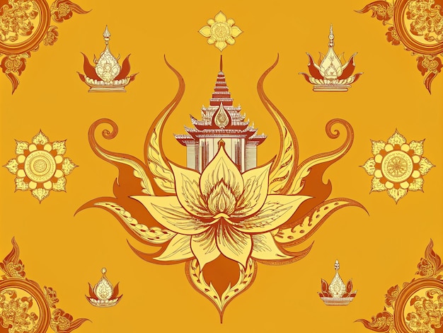 Photo thai design with elaborate recurring patterns reflecting traditional cultural elements