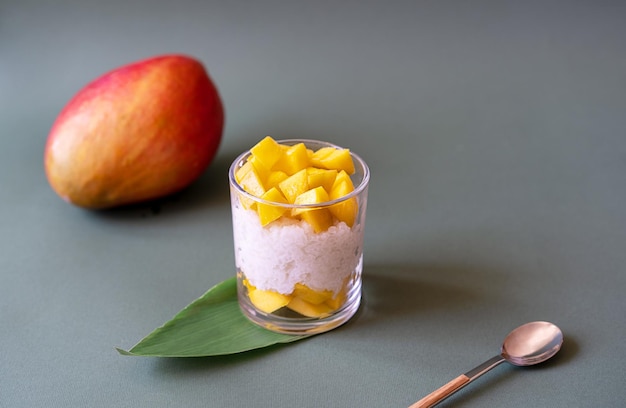 Thai dessert with mango and sticky rice and coconut milk