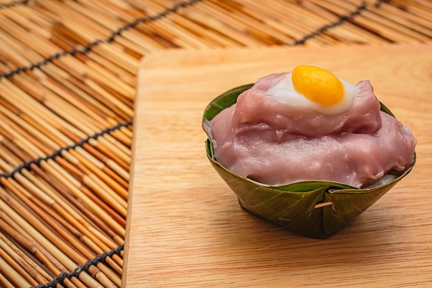 Thai desserts in banana leaf.