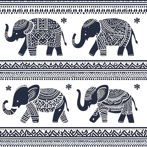 Thai Elephant Seamless Patterns