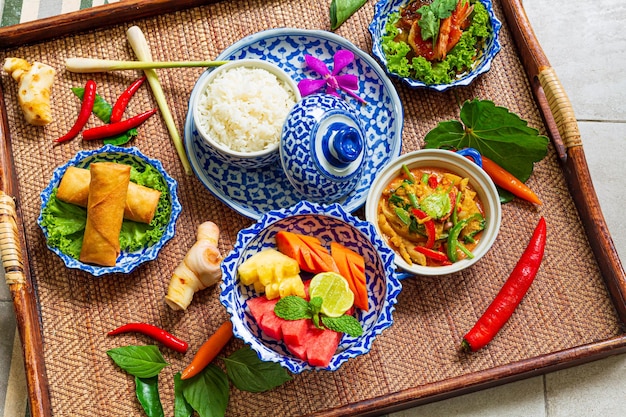 Thai food set served in Bangkok hotel Thailand