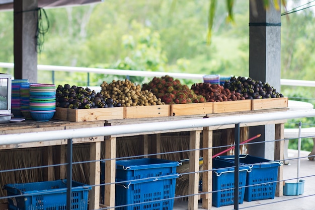 Thai fruits in a variety of shops.