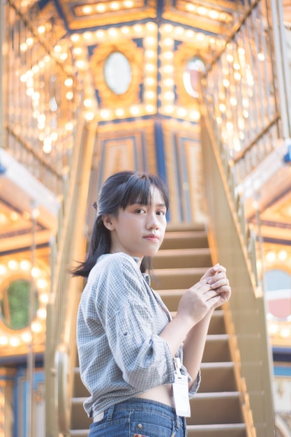 Thai girl in amusement park