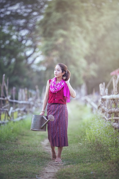 Thai local woman working, Thailand