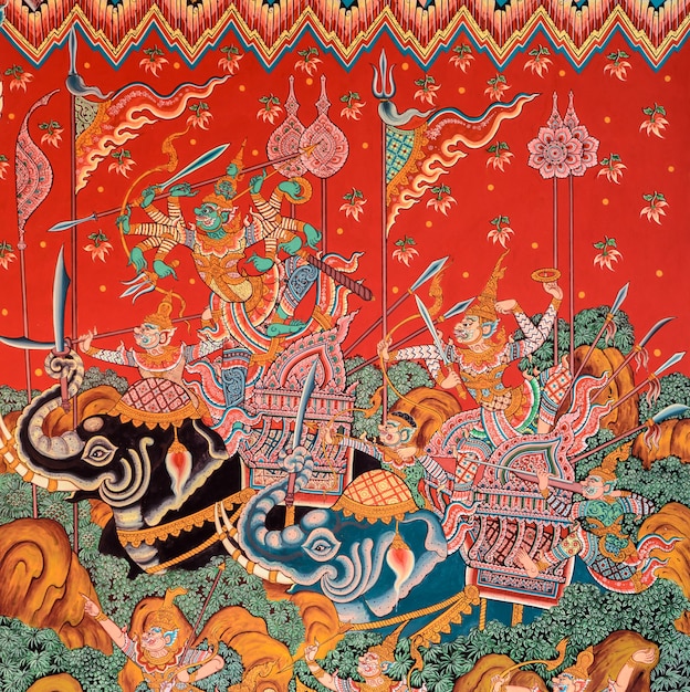 Thai native mural painting art