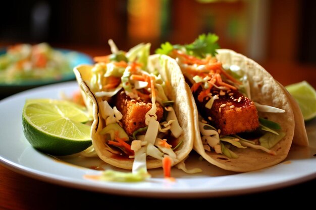 Thai Peanut Tempeh Tacos with Crunchy Slaw