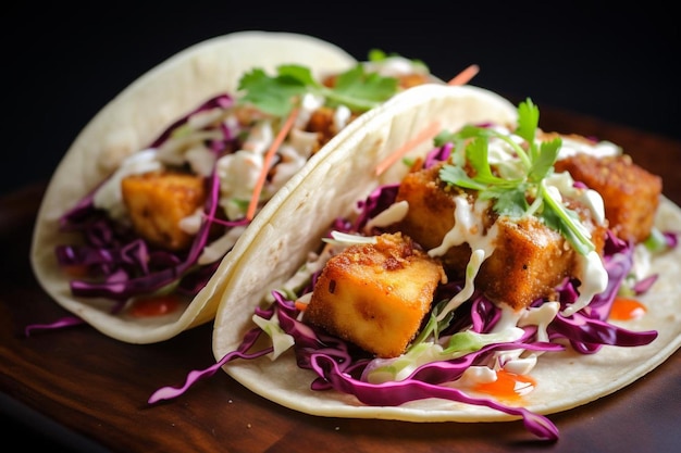 Thai Peanut Tempeh Tacos with Crunchy Slaw