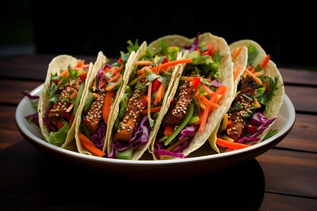 Thai Peanut Tempeh Tacos with Crunchy Slaw