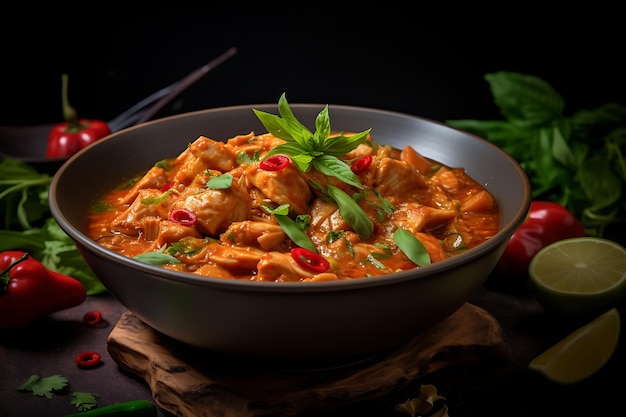 Thai red chicken curry thai food photography