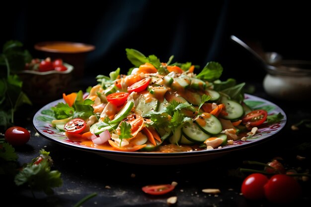 Thai salad with peanut dressing thai food