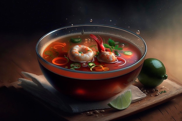 Thai shrimp soup Tom Yum Generative Ai