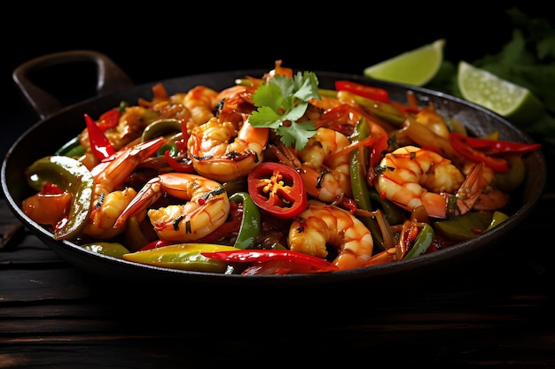 Thai shrimp stirfry thai food photography