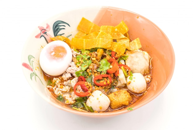  Thai spicy noodle with fish balls