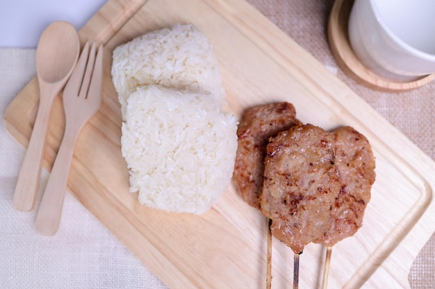 Thai Street Food Grilled Pork Sticky Rice