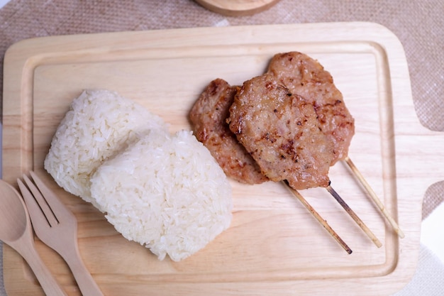 Thai Street Food Grilled Pork Sticky Rice