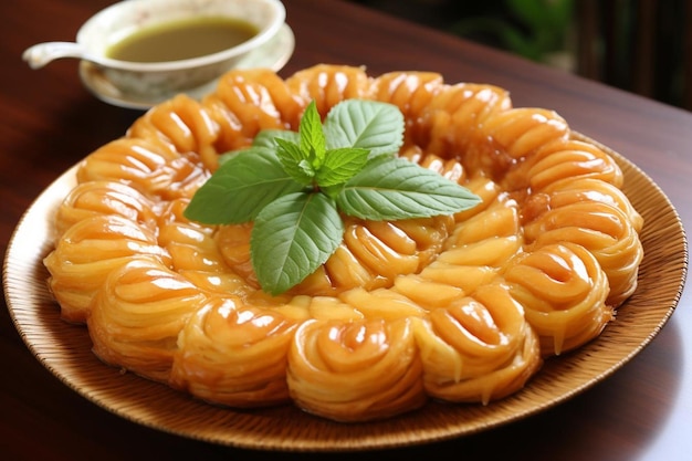 Thai sweet wreath with egg custard