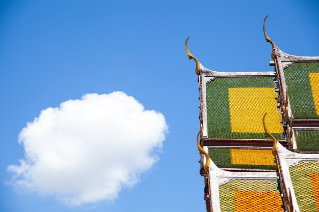 Thai temple roof and sky.