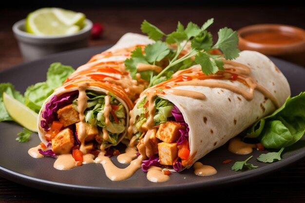 Thai Tofu Burritos with Peanut Sauce