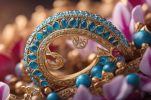 thai traditional blue and gold jewelry