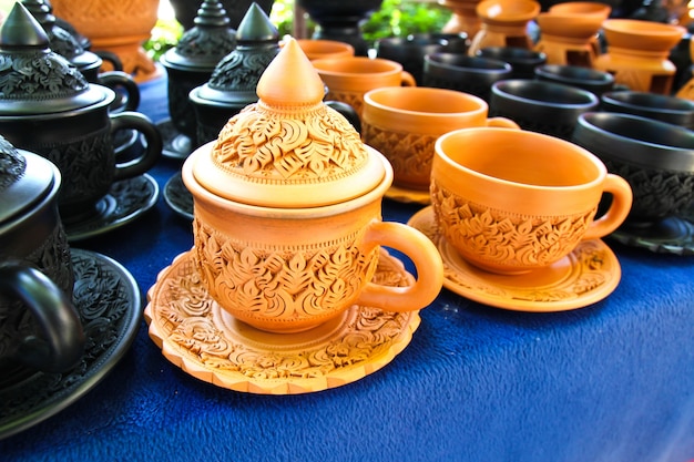 Thai Traditional Clay Pottery in Koh Kret Island, Thailand.