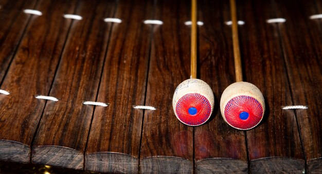 Thailand classic musical instrument. Xylophone closeup