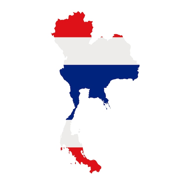 Thailand flag map country outline with national flag