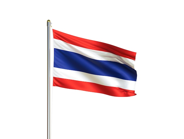 Thailand national flag waving in isolated white background Thailand flag 3D illustration