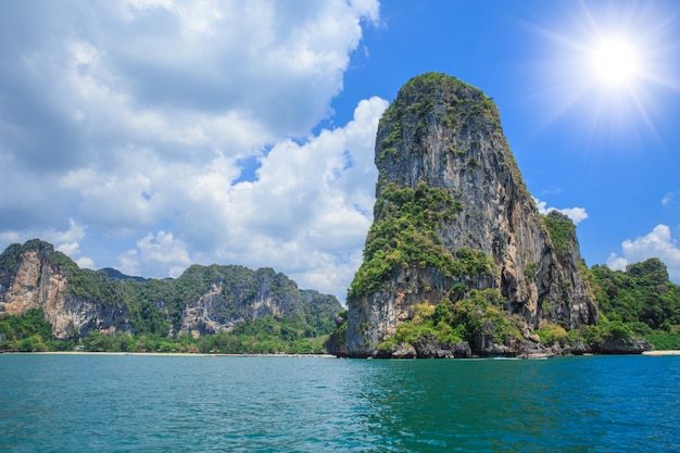 Thailand sea and Island travel seascape of ocean at Krabi in Summer season day