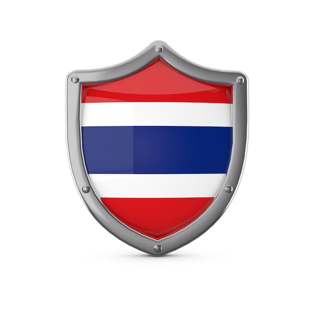 Thailand security concept metal shield shape with national flag