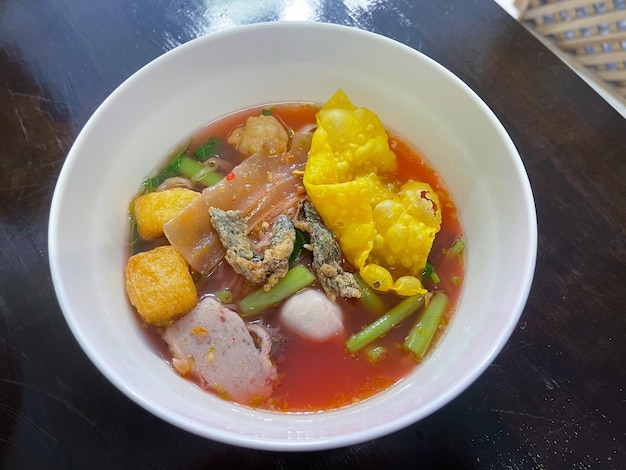 Thailand traditional tofu sauce noodles A popular delicious street food of Thai peoples Asian food