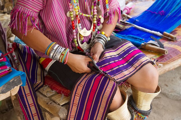 Thailand traditional weaving at loom