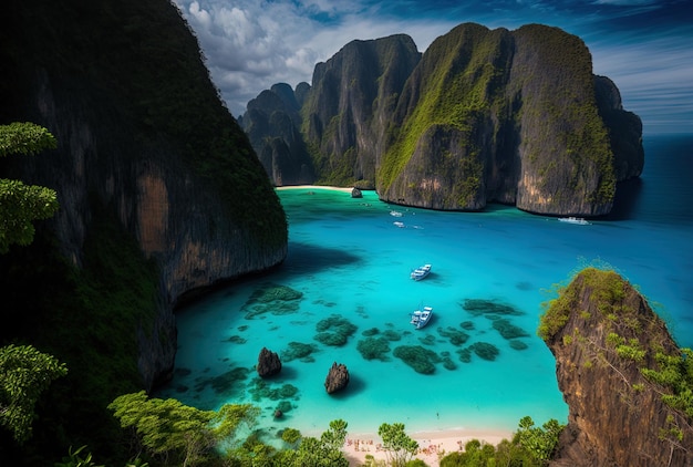 Thailands Phi phi island and ocean