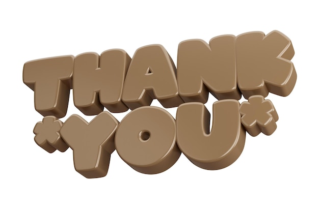 Thank you 3d render text phrase inscription