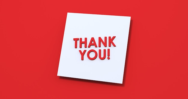 thank you card in red background 3d render