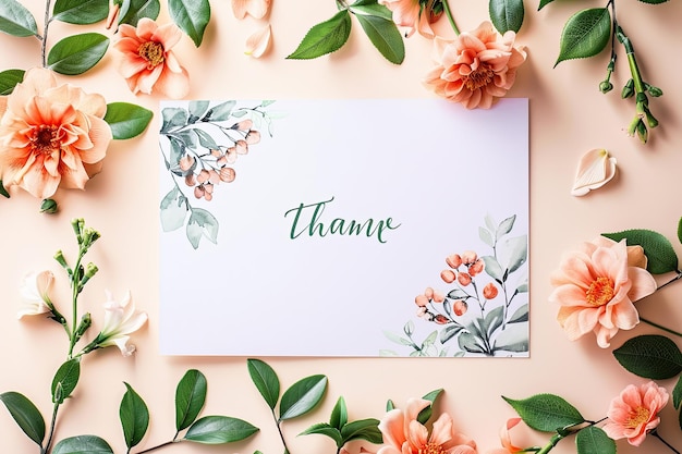 Photo thank you note and watercolors arrangement