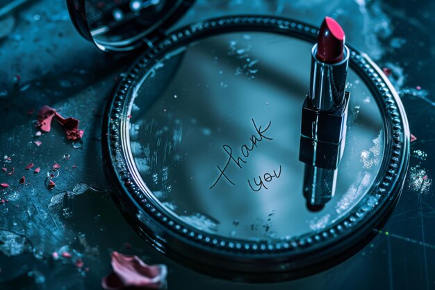 Photo thank you reflection in mirror